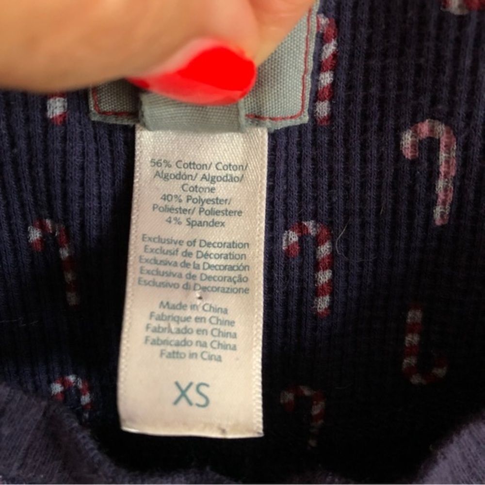 Jane and Bleecker thermal navy candy cane pajama onesie XS holiday Christmas‎ - Picture 10 of 10